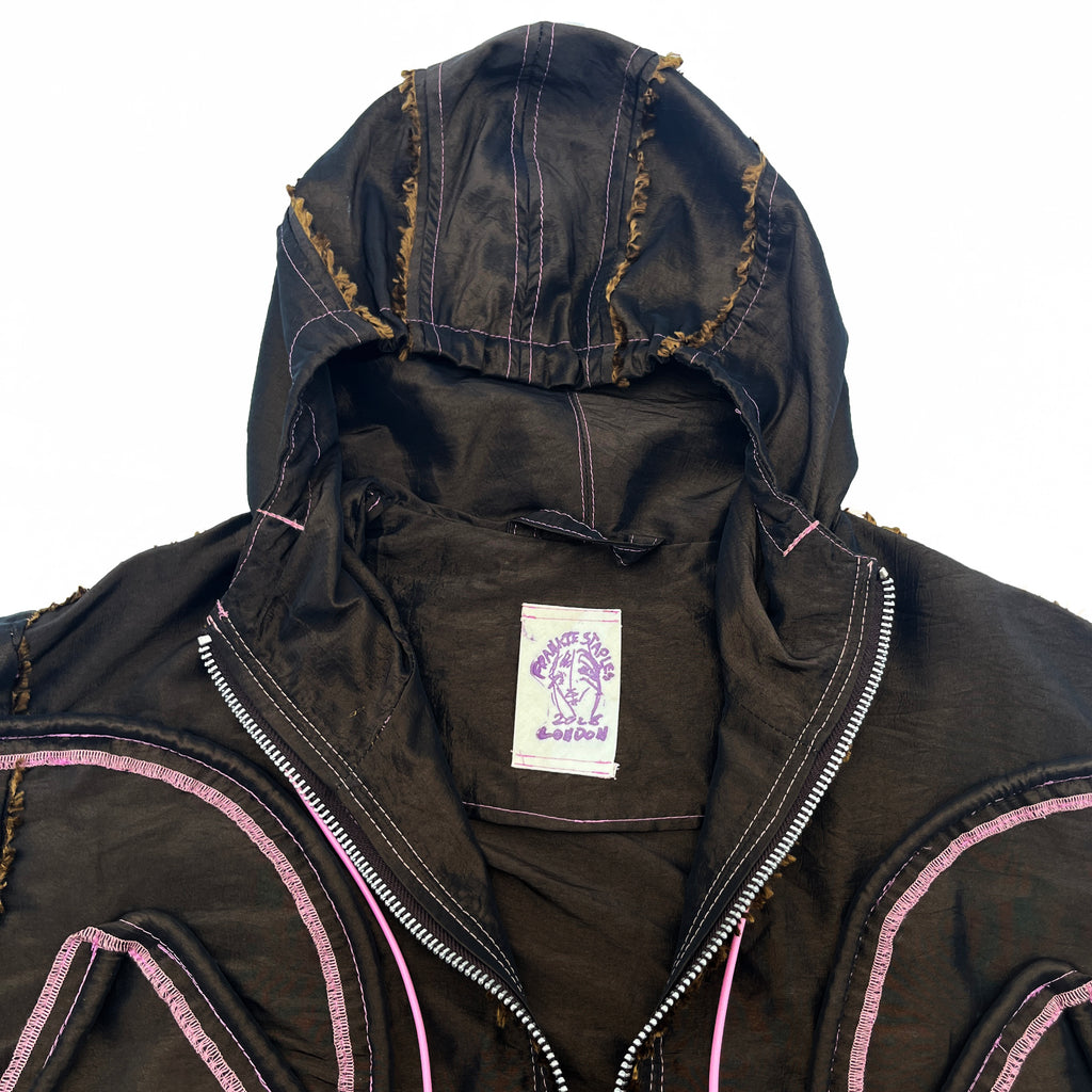 Brown Piped Contour Jacket