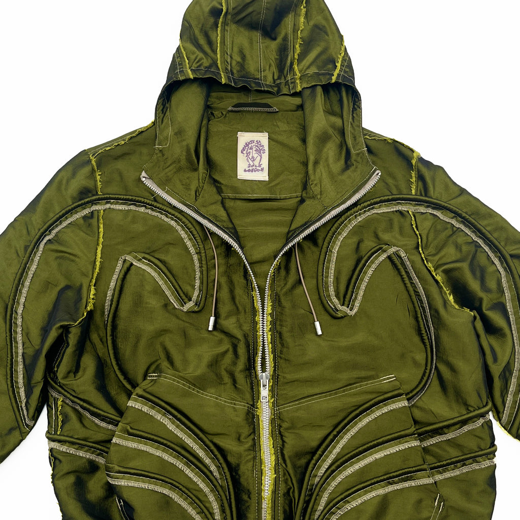 Green Piped Contour Jacket