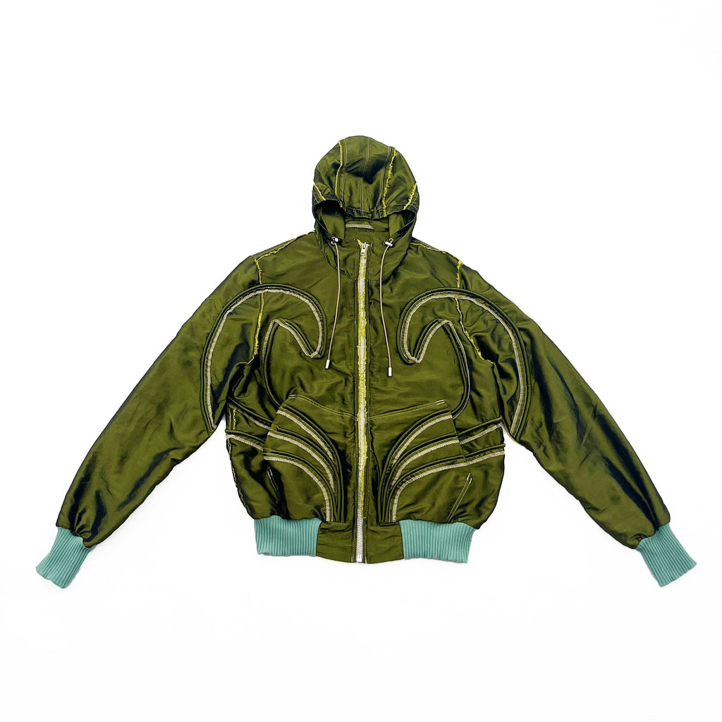 Green Piped Contour Jacket