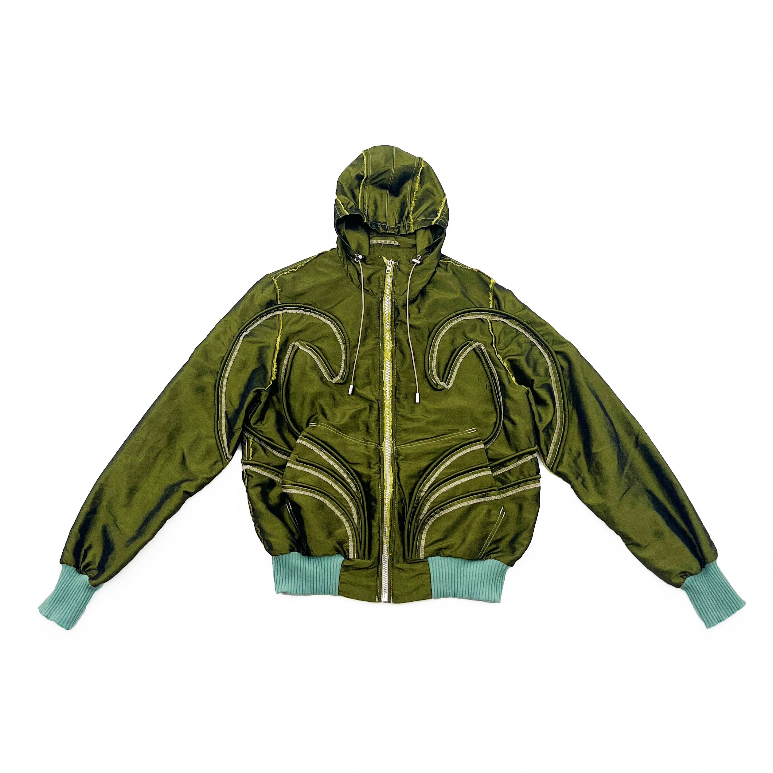 Green Piped Contour Jacket