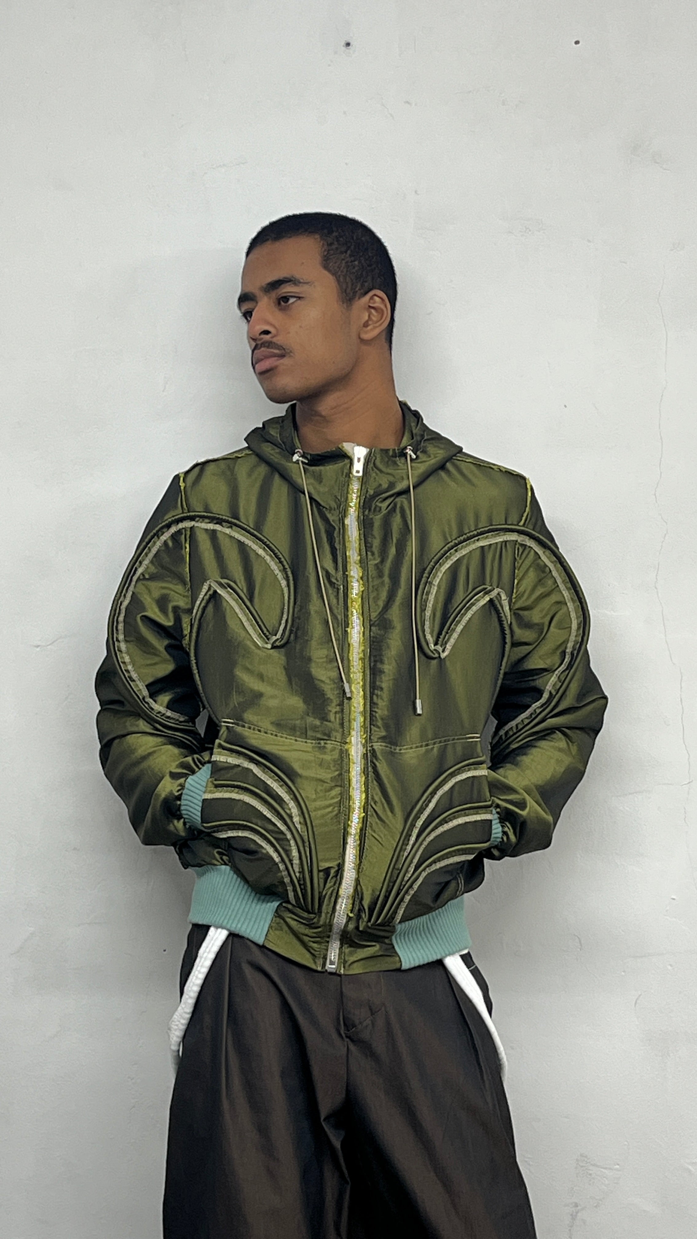 Green Piped Contour Jacket