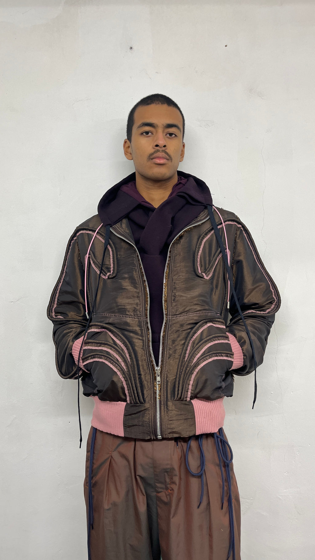 Brown Piped Contour Jacket