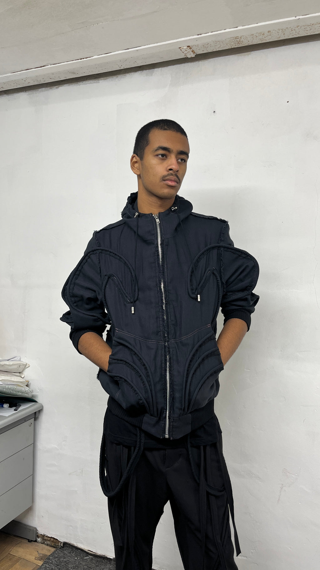 Black Piped Contour Jacket