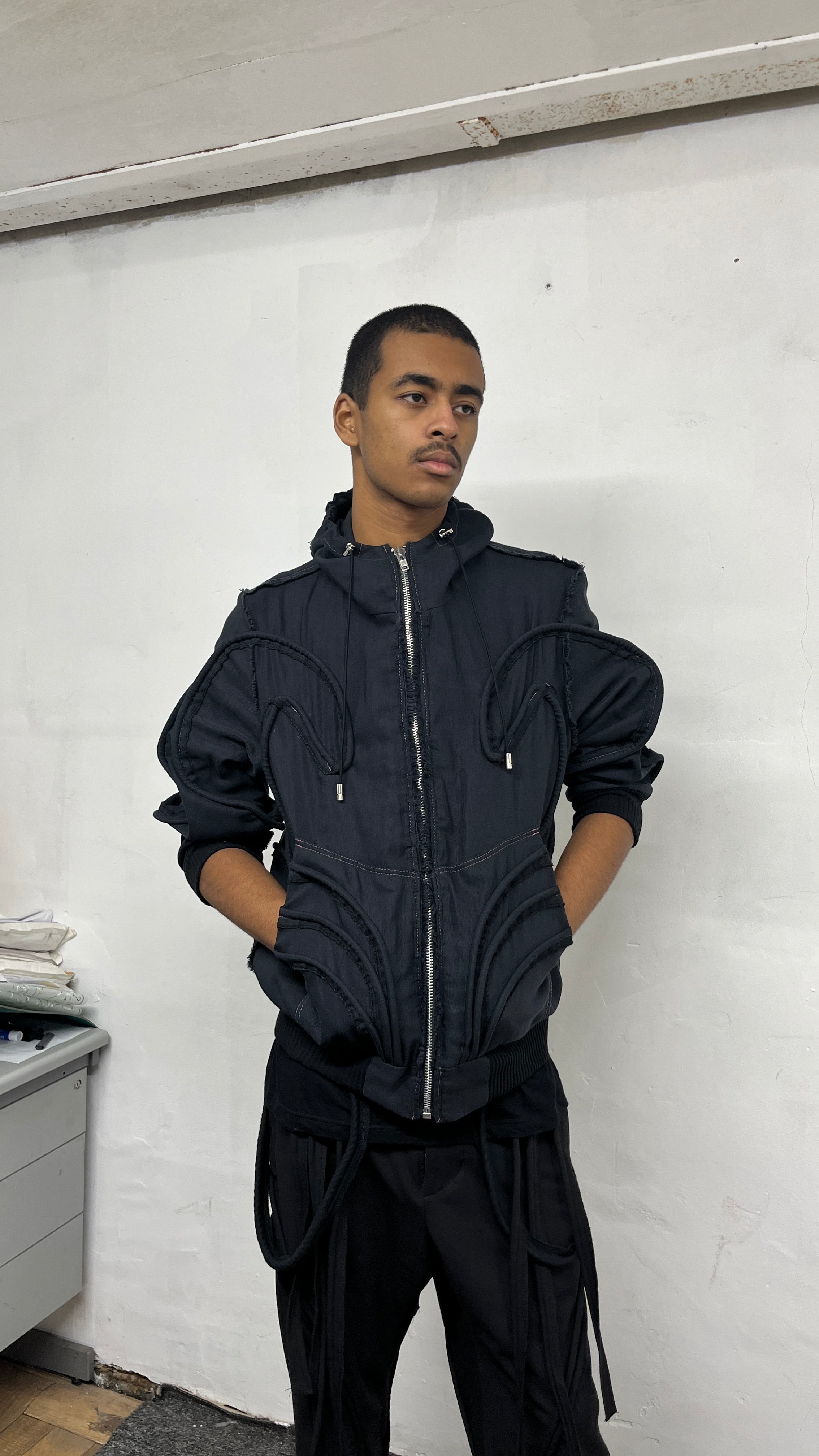 Black Piped Contour Jacket